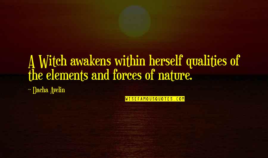 4 Elements Of Nature Quotes By Dacha Avelin: A Witch awakens within herself qualities of the