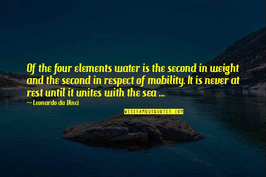 4 Elements Of Nature Quotes By Leonardo Da Vinci: Of the four elements water is the second