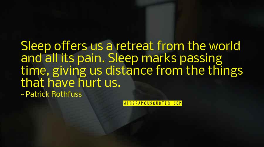 4 Marks Quotes By Patrick Rothfuss: Sleep offers us a retreat from the world