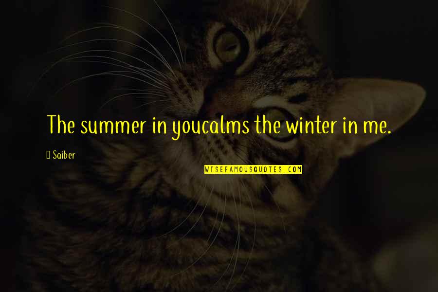 4 Seasons Love Quotes By Saiber: The summer in youcalms the winter in me.