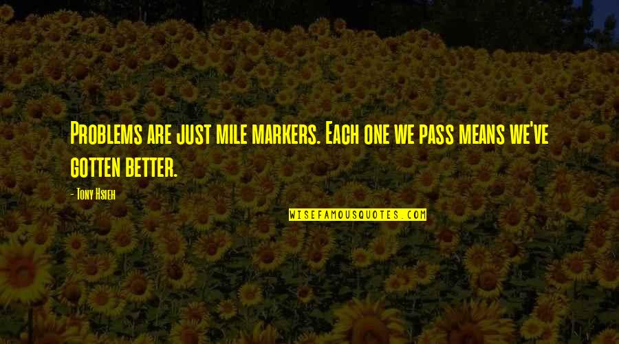 40 Days Quotes By Tony Hsieh: Problems are just mile markers. Each one we