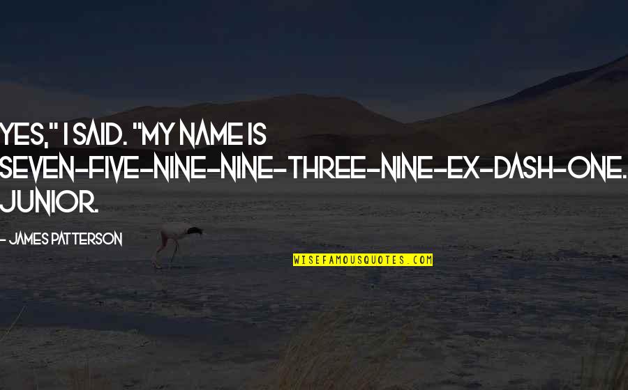 40 Yr Virgin Quotes By James Patterson: Yes," I said. "My name is seven-five-nine-nine-three-nine-ex-dash-one. Junior.