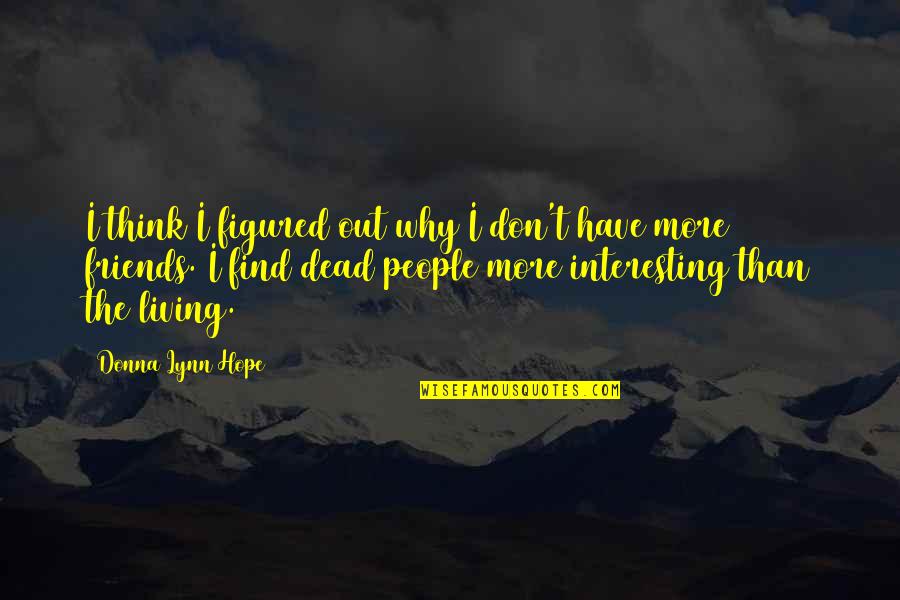 403b Quotes By Donna Lynn Hope: I think I figured out why I don't