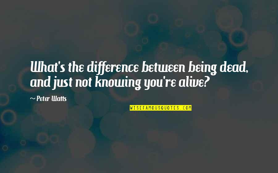 42431 Quotes By Peter Watts: What's the difference between being dead, and just