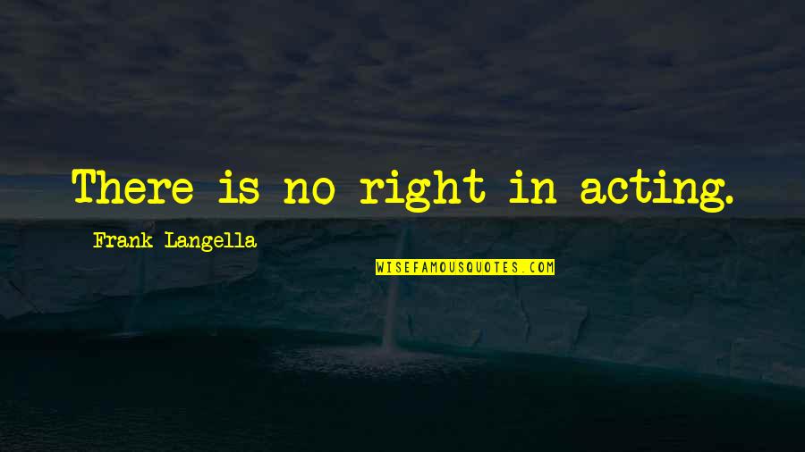 4600 Investment Quotes By Frank Langella: There is no right in acting.