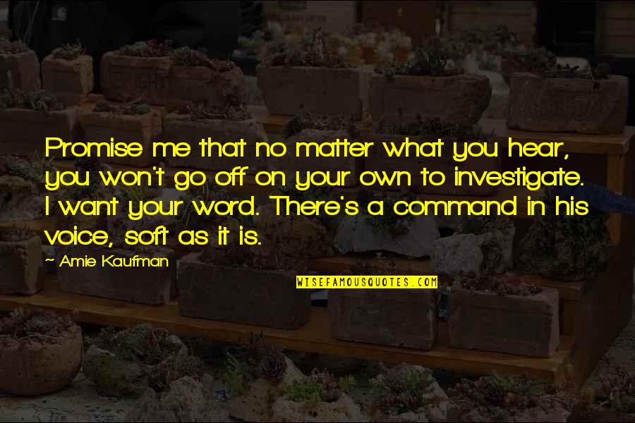 5-10 Word Quotes By Amie Kaufman: Promise me that no matter what you hear,