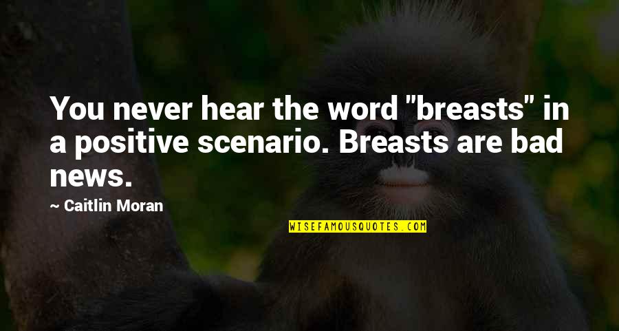 5 Word Positive Quotes By Caitlin Moran: You never hear the word "breasts" in a
