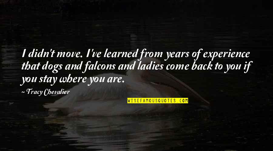 5 Years Back Quotes By Tracy Chevalier: I didn't move. I've learned from years of 5 Years Back Quotes By Tracy Chevalier: I didn't move. I've learned from years of