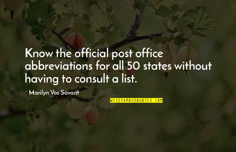 50 States Quotes By Marilyn Vos Savant: Know the official post office abbreviations for all