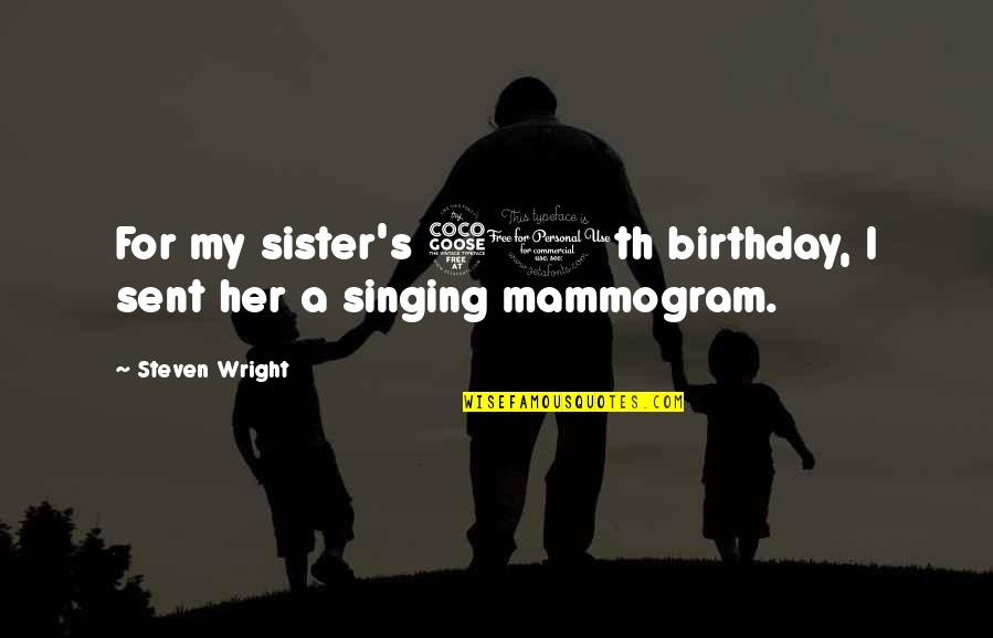 50th Quotes By Steven Wright: For my sister's 50th birthday, I sent her
