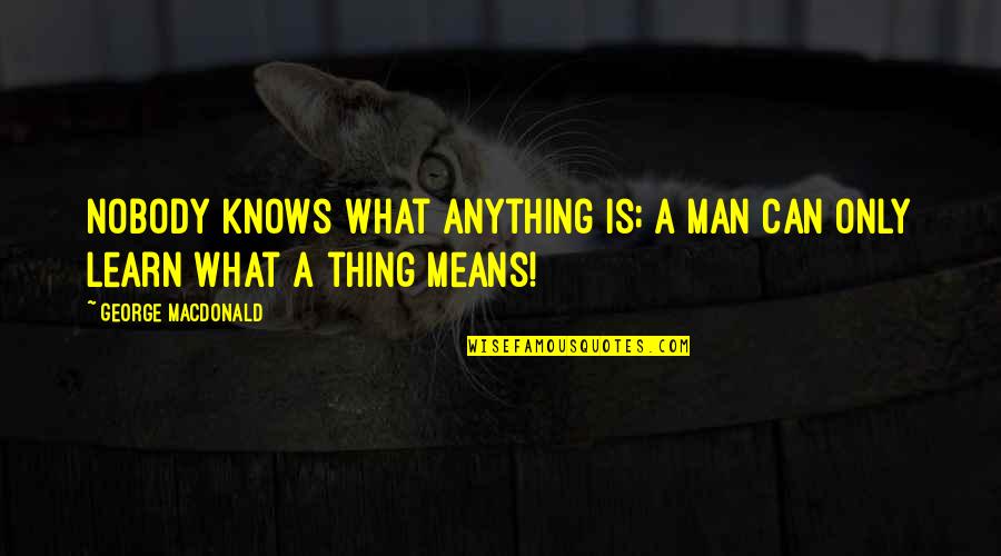 546 Area Quotes By George MacDonald: Nobody knows what anything is; a man can