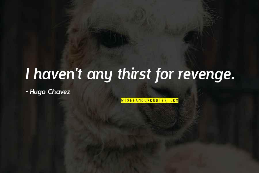 54914 Quotes By Hugo Chavez: I haven't any thirst for revenge.