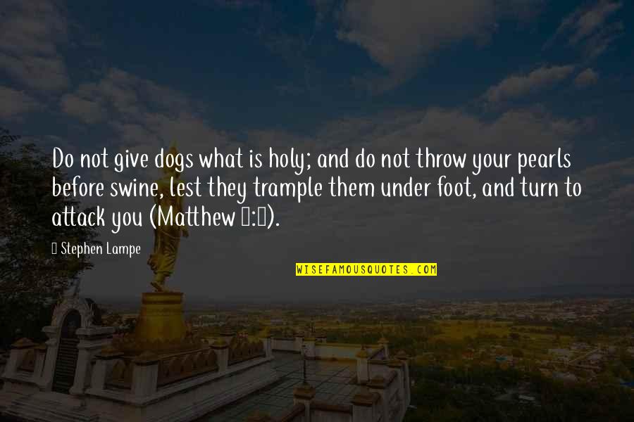 6 Foot 7 Foot Quotes By Stephen Lampe: Do not give dogs what is holy; and
