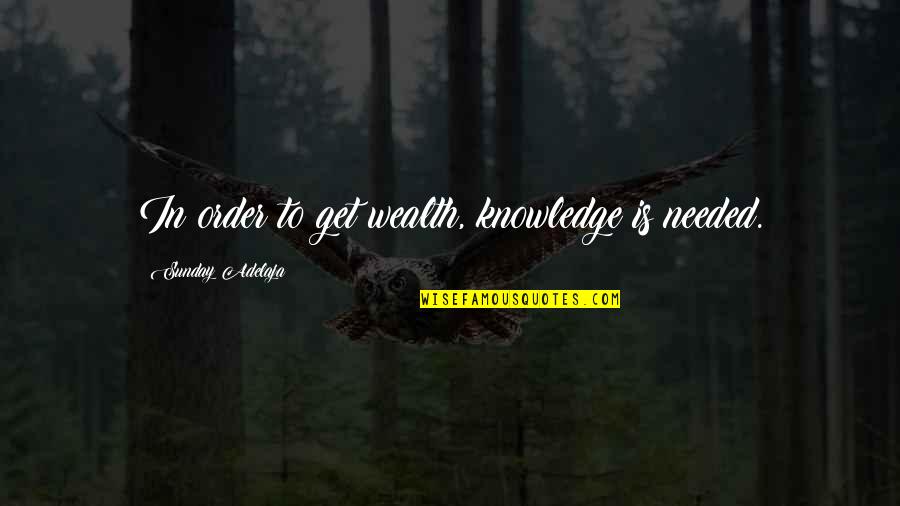 6 Pillars Of Character Quotes By Sunday Adelaja: In order to get wealth, knowledge is needed.