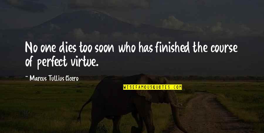 606 Area Quotes By Marcus Tullius Cicero: No one dies too soon who has finished 606 Area Quotes By Marcus Tullius Cicero: No one dies too soon who has finished