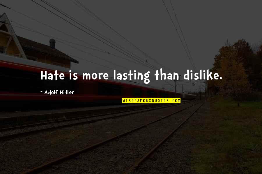 657 Credit Quotes By Adolf Hitler: Hate is more lasting than dislike.