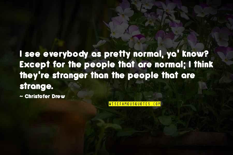 678 Movie Quotes By Christofer Drew: I see everybody as pretty normal, ya' know?