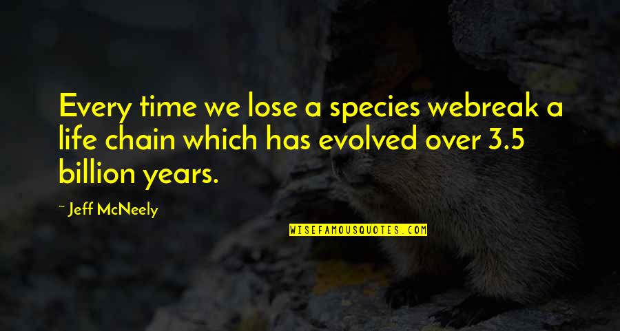 7 Billion Quotes By Jeff McNeely: Every time we lose a species webreak a