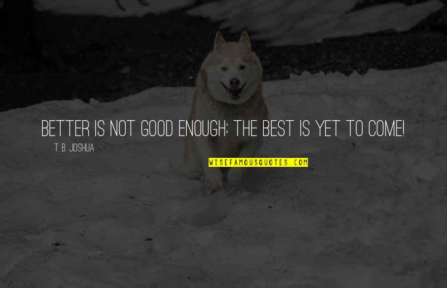 7 Psicopatici Quotes By T. B. Joshua: Better is not good enough; the best is 7 Psicopatici Quotes By T. B. Joshua: Better is not good enough; the best is