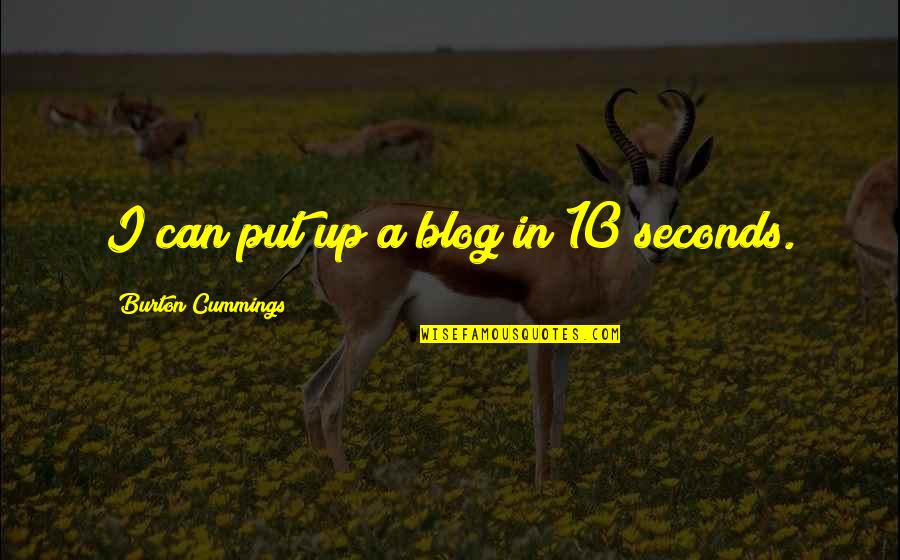 7 Seconds Quotes By Burton Cummings: I can put up a blog in 10