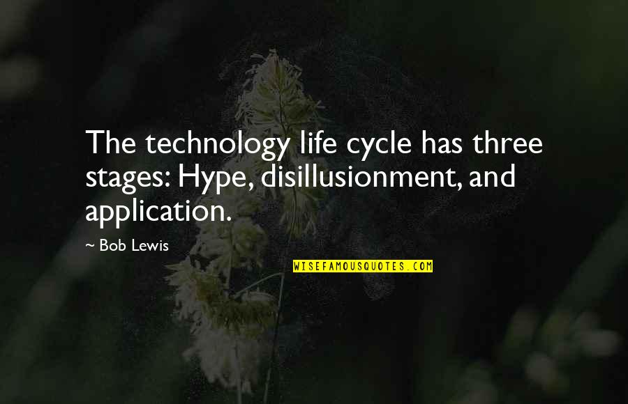 7 Stages Of Life Quotes By Bob Lewis: The technology life cycle has three stages: Hype,