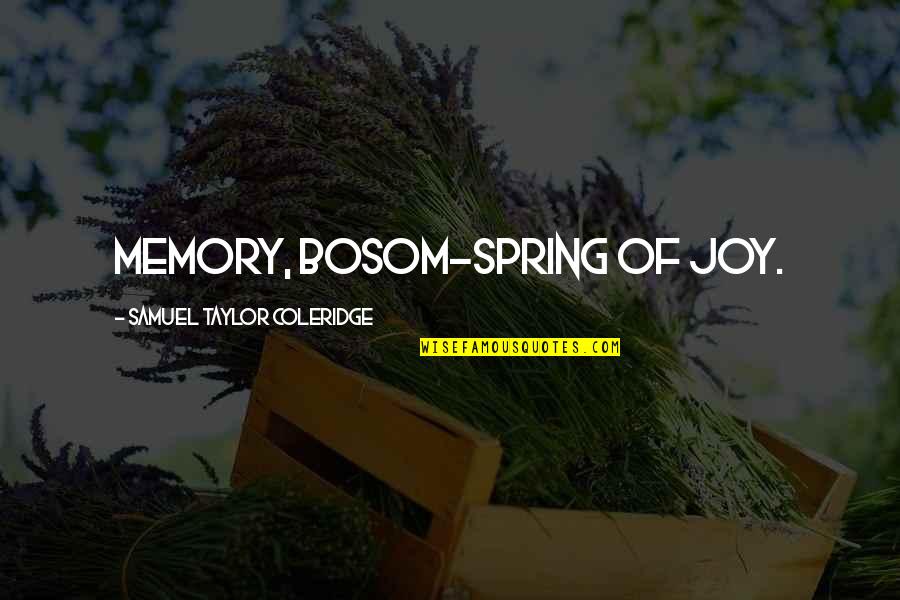 700 Sundays Quotes By Samuel Taylor Coleridge: Memory, bosom-spring of joy. 700 Sundays Quotes By Samuel Taylor Coleridge: Memory, bosom-spring of joy.