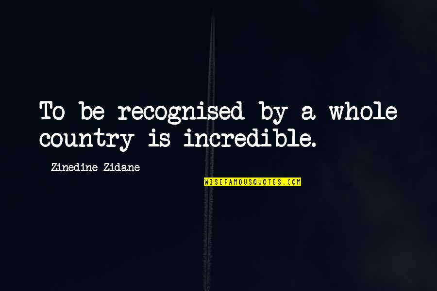 757 Boeing Quotes By Zinedine Zidane: To be recognised by a whole country is