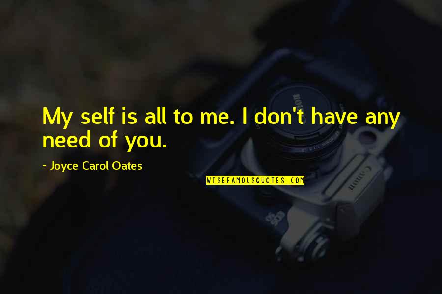 7thenumber7 Quotes By Joyce Carol Oates: My self is all to me. I don't