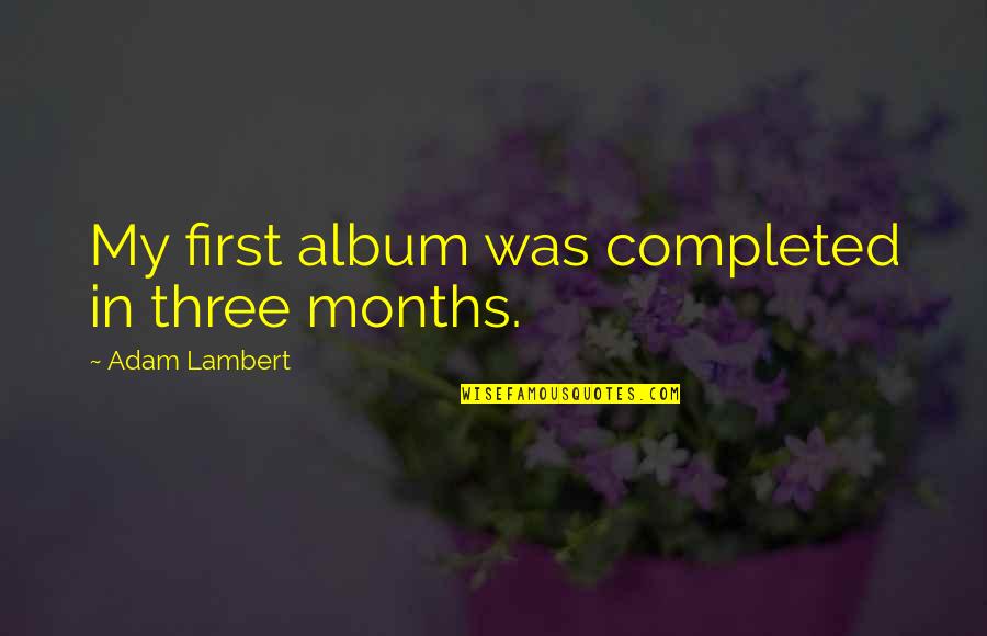 8 Months Quotes By Adam Lambert: My first album was completed in three months.