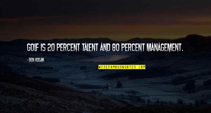 80 Quotes By Ben Hogan: Golf is 20 percent talent and 80 percent