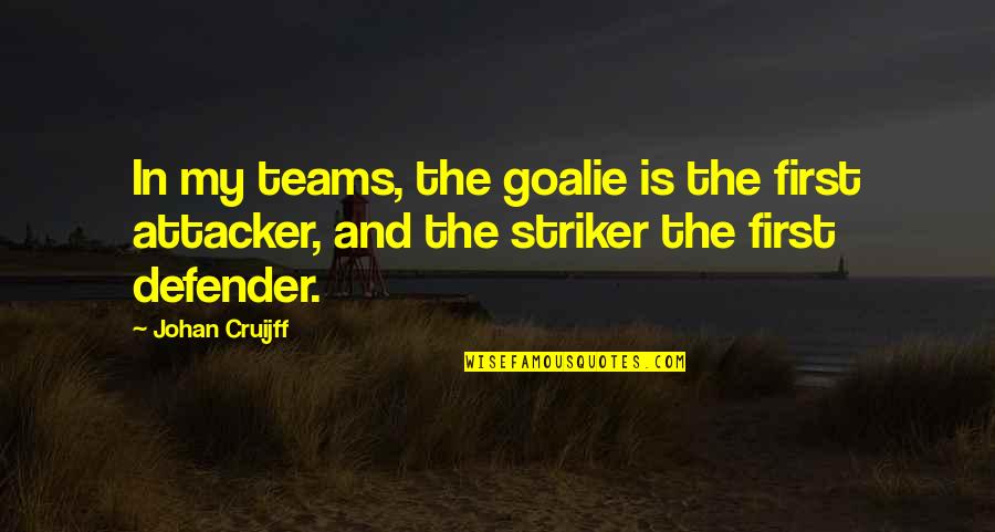 800 Redneck Quotes By Johan Cruijff: In my teams, the goalie is the first