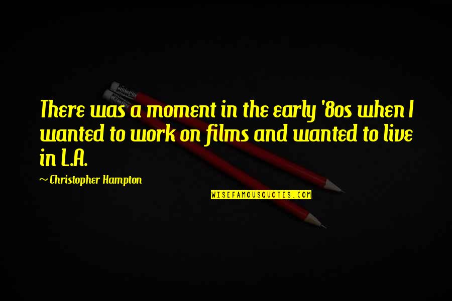 80s Quotes By Christopher Hampton: There was a moment in the early '80s