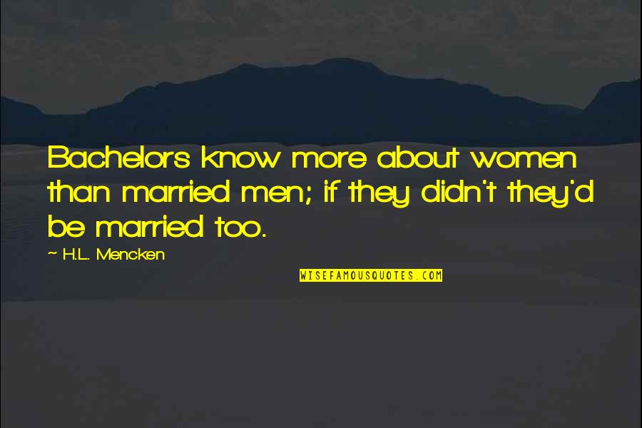 87er Quotes By H.L. Mencken: Bachelors know more about women than married men;