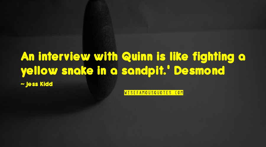 88 Mph Quote Quotes By Jess Kidd: An interview with Quinn is like fighting a