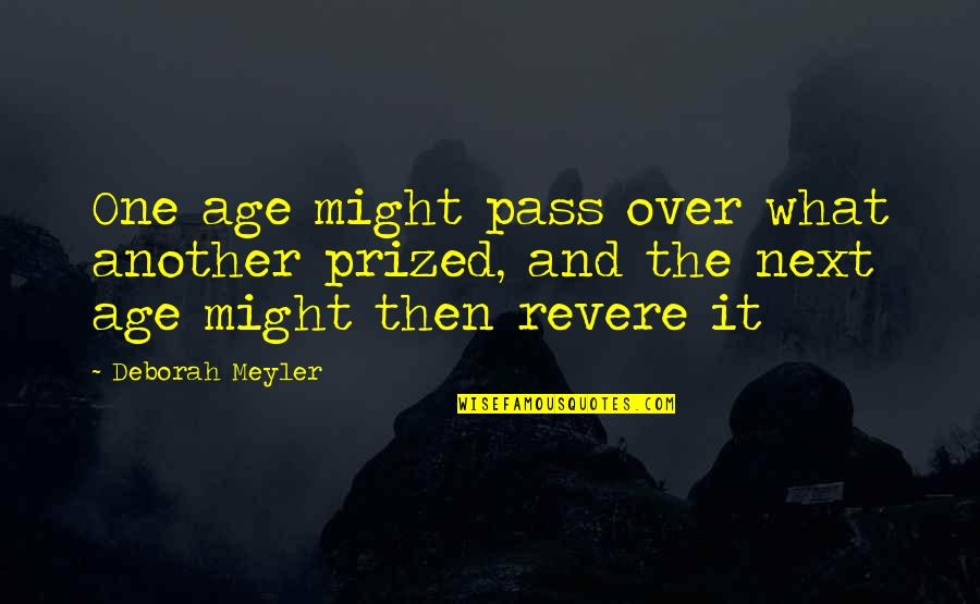 8895 Quotes By Deborah Meyler: One age might pass over what another prized,