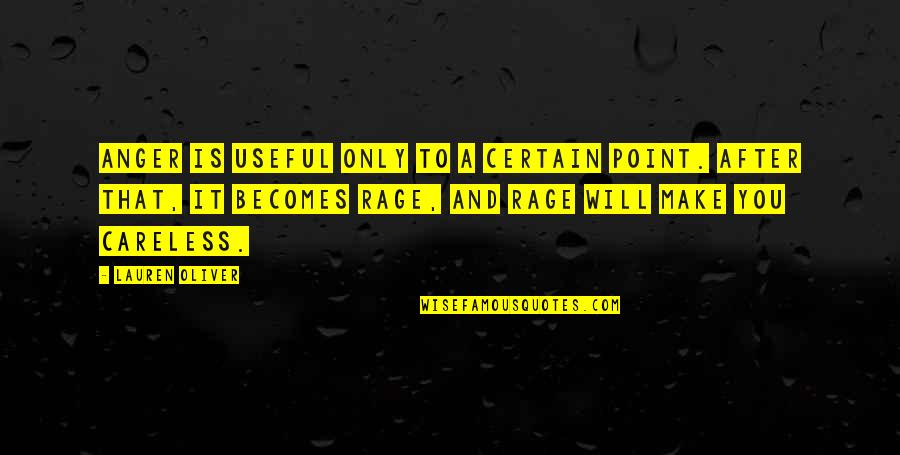 8th Monthsary Quotes By Lauren Oliver: Anger is useful only to a certain point.