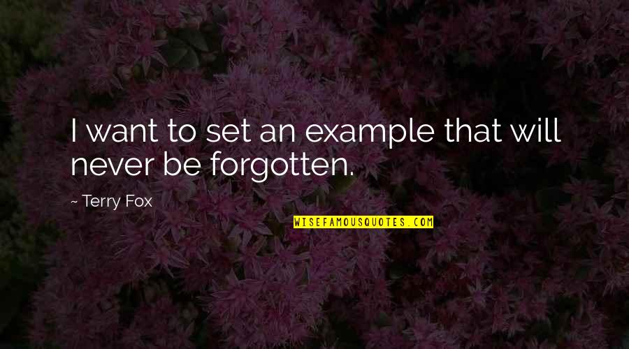 9/11 Will Never Be Forgotten Quotes By Terry Fox: I want to set an example that will