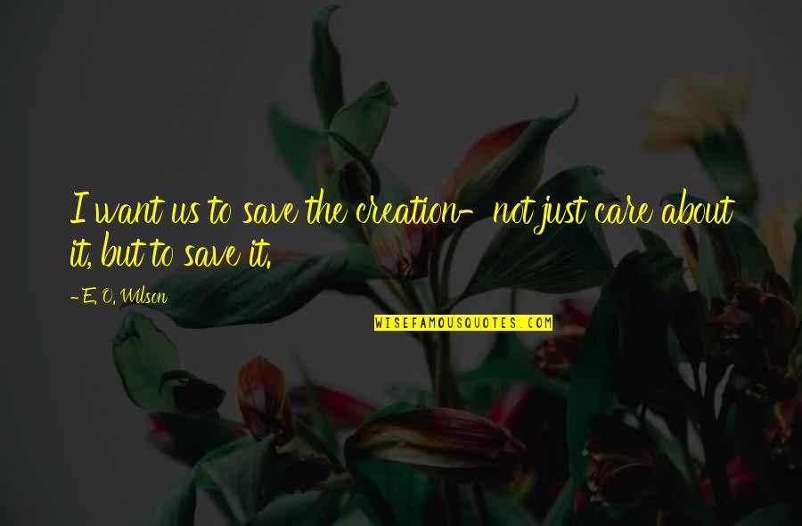 90s Rap Love Quotes By E. O. Wilson: I want us to save the creation-not just