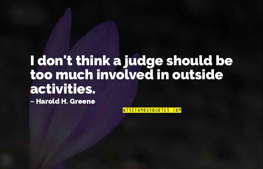 911 Firefighters Quotes By Harold H. Greene: I don't think a judge should be too