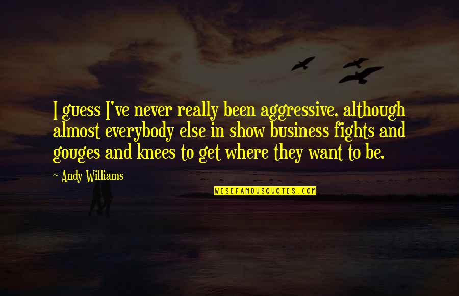 91423 Quotes By Andy Williams: I guess I've never really been aggressive, although 91423 Quotes By Andy Williams: I guess I've never really been aggressive, although