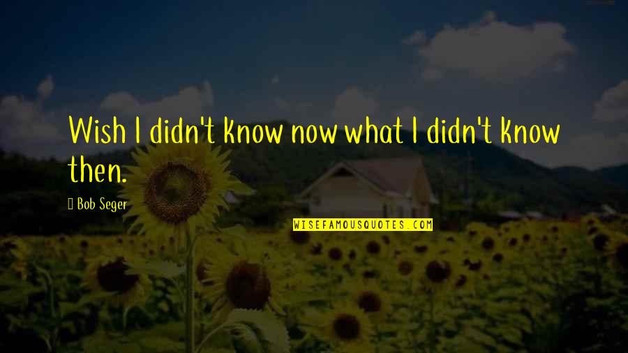 94513 Quotes By Bob Seger: Wish I didn't know now what I didn't 94513 Quotes By Bob Seger: Wish I didn't know now what I didn't