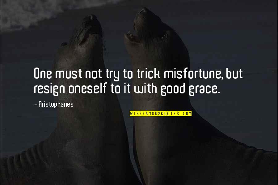 95 Inspirational Quotes By Aristophanes: One must not try to trick misfortune, but