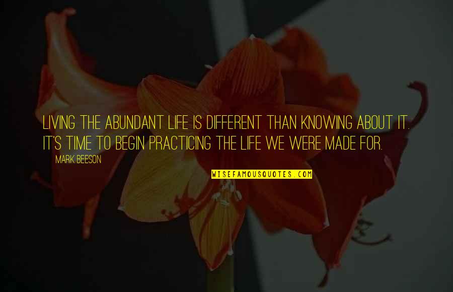 95 Theses Quotes By Mark Beeson: Living the abundant life is different than knowing