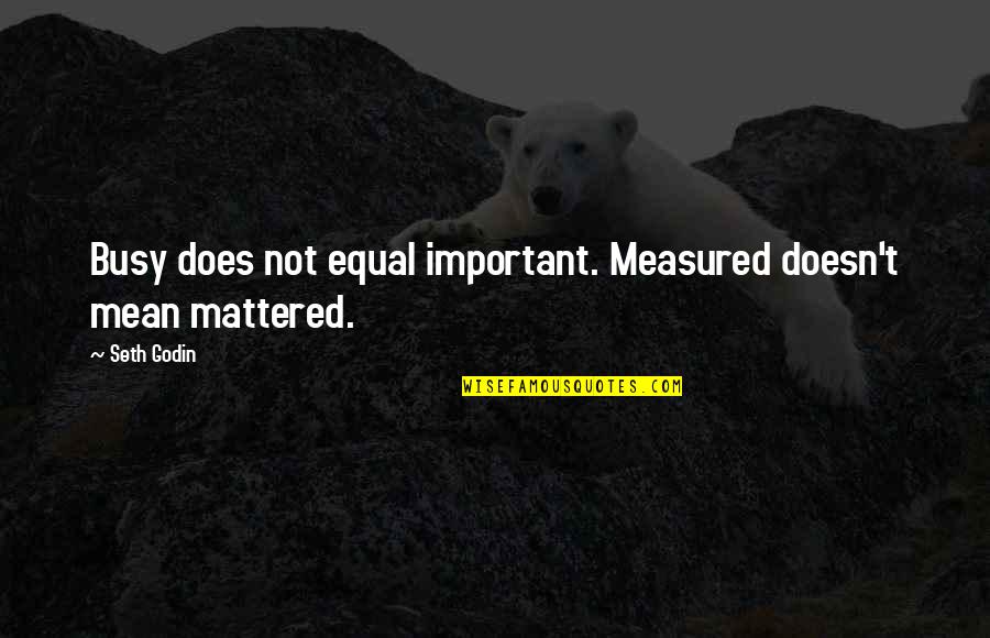 95qfm Quotes By Seth Godin: Busy does not equal important. Measured doesn't mean