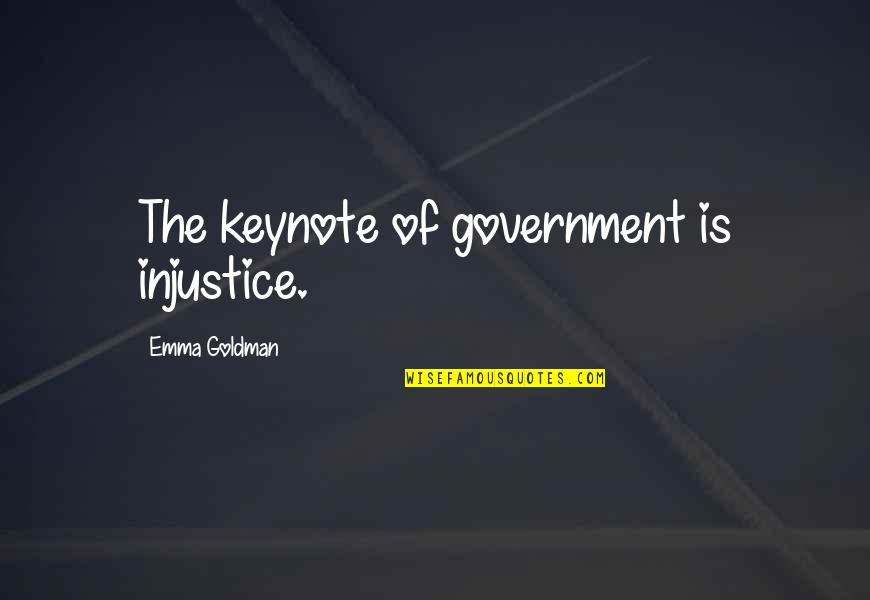 961 Area Quotes By Emma Goldman: The keynote of government is injustice.