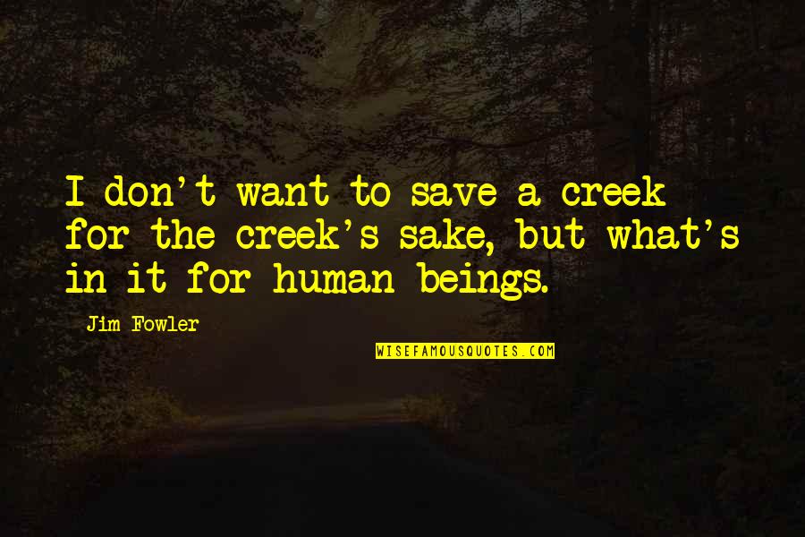 9het Quotes By Jim Fowler: I don't want to save a creek for