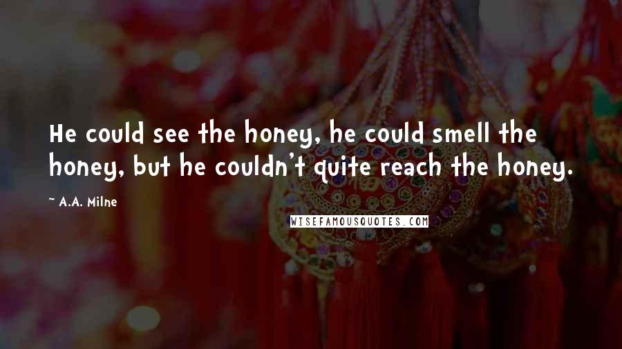 A.A. Milne quotes: He could see the honey, he could smell the honey, but he couldn't quite reach the honey.