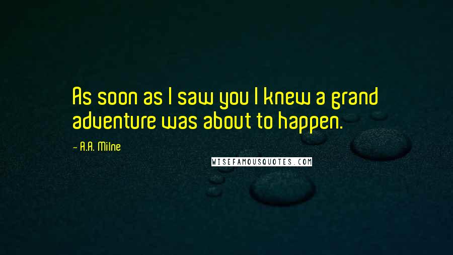 A.A. Milne quotes: As soon as I saw you I knew a grand adventure was about to happen.