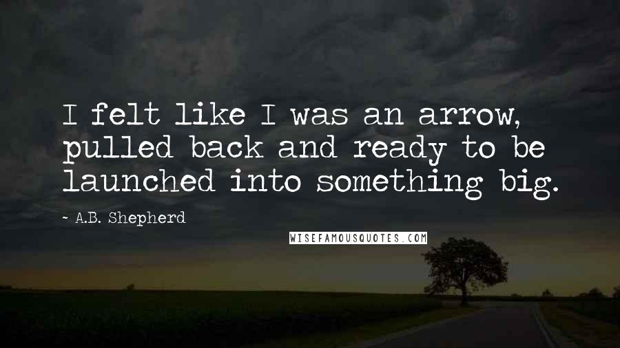 A.B. Shepherd quotes: I felt like I was an arrow, pulled back and ready to be launched into something big.