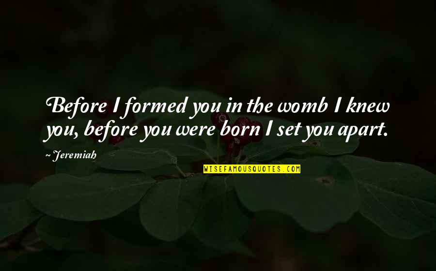 A Baby In The Womb Quotes By Jeremiah: Before I formed you in the womb I